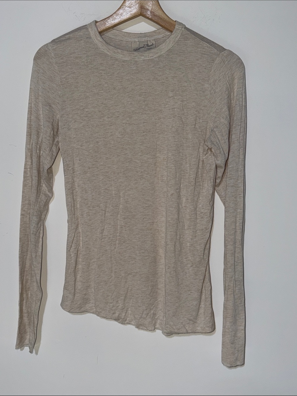 Universal Thread Long Sleeve Crewneck Top in Light Beige - Women's size medium